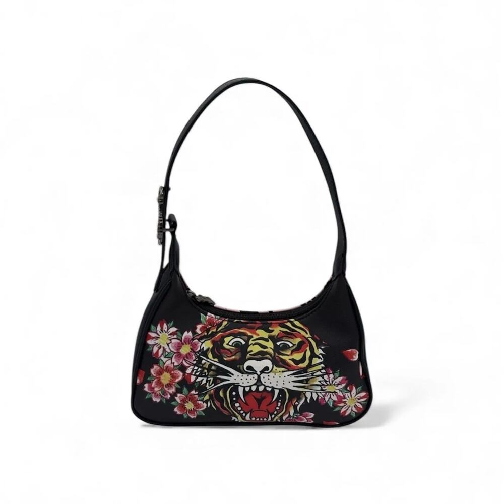 NEW Ed Hardy x Siberia Hills Screaming Tiger Shoulder Bag Y2K McBling Floral